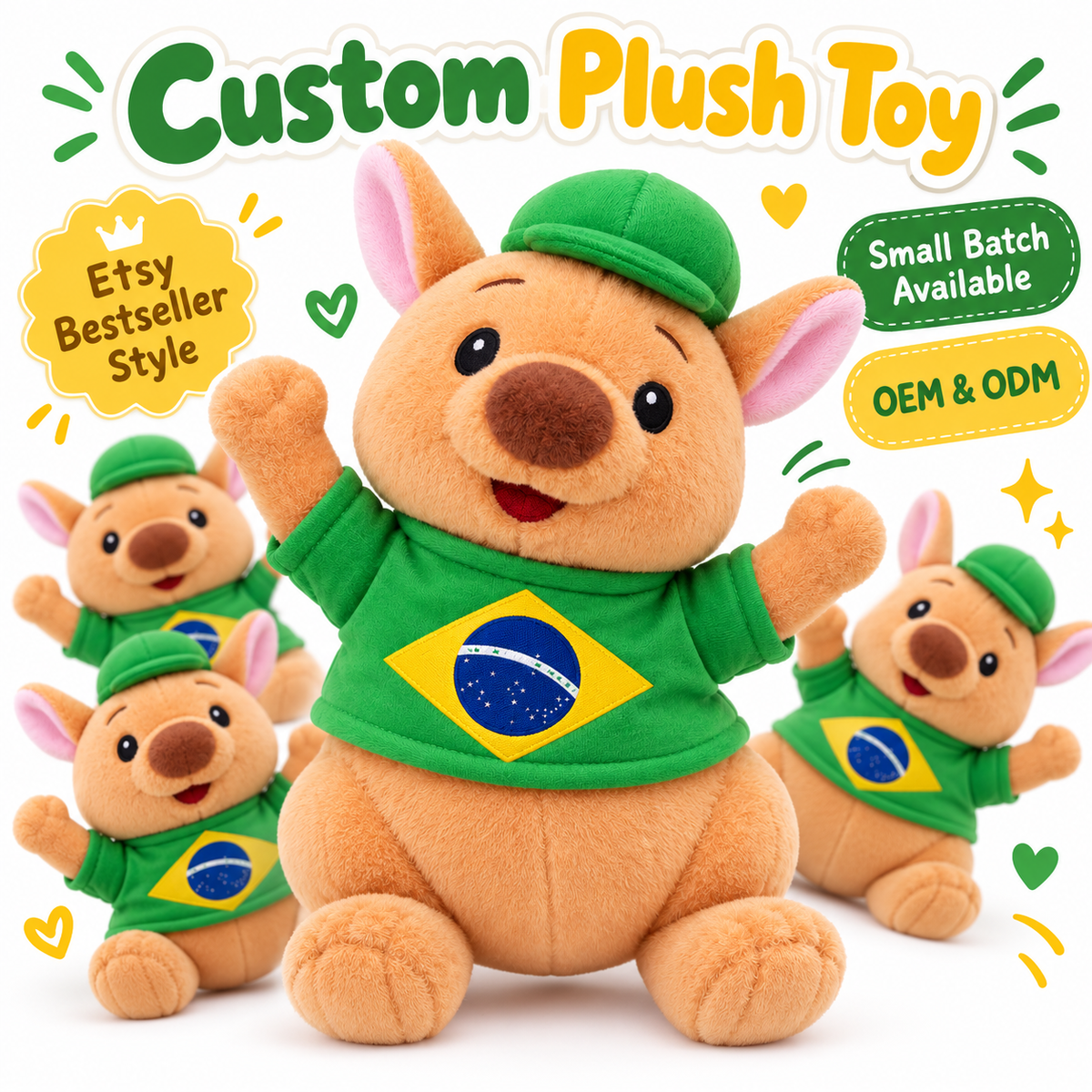 Bulk Custom Plush Toys with Logo – 100 PCS Minimum
