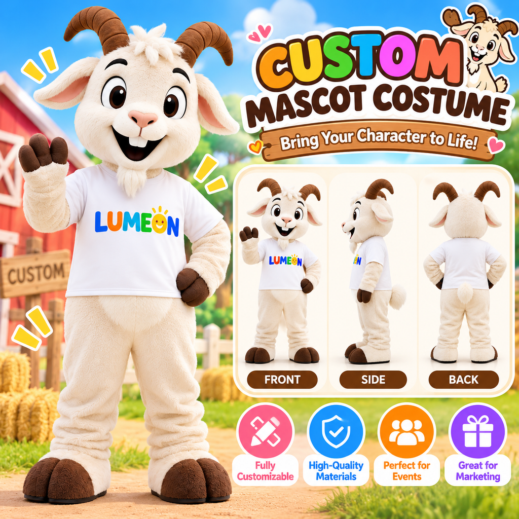 ustom Goat Mascot Costume – Professional Farm Animal Mascot Suit