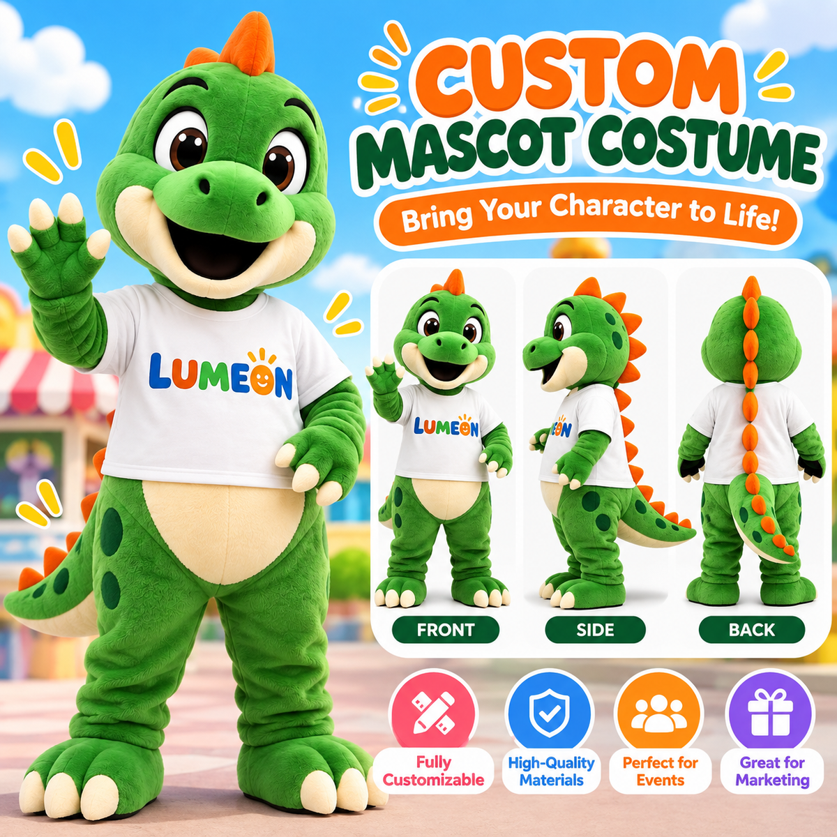 Custom Dinosaur Mascot Costume – Professional Animal