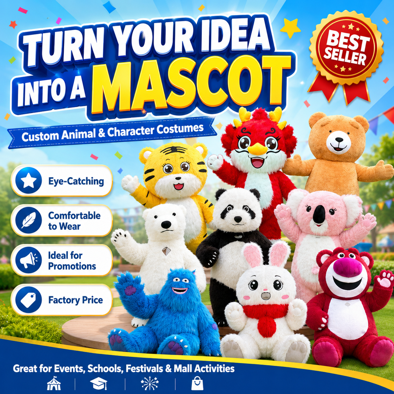 Custom 2-Meter Inflatable Event Mascot Costume, Best-Selling Crowd Attraction Style