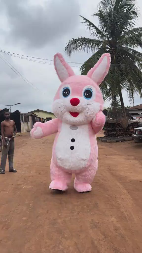 Pink Bunny Mascot Costume